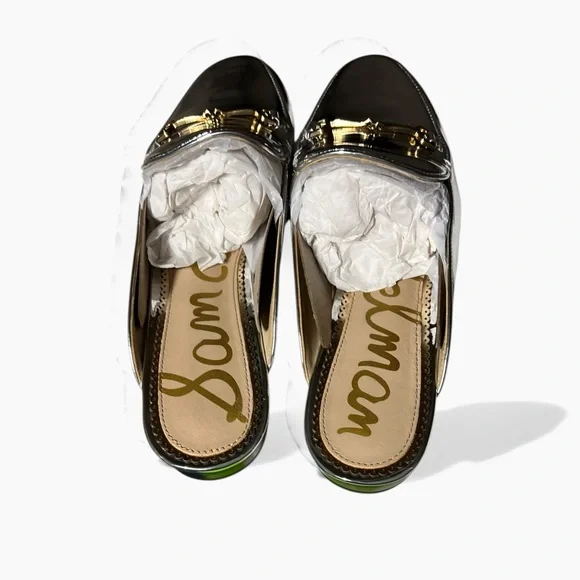 🌻NEW Sam Edelman Linnie Bit Mule Silver Leather Slip-On Loafer Mule Size 7 $150 - Picture 5 of 13